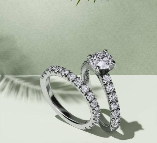 Pave Diamond Engagement Ring in White Gold