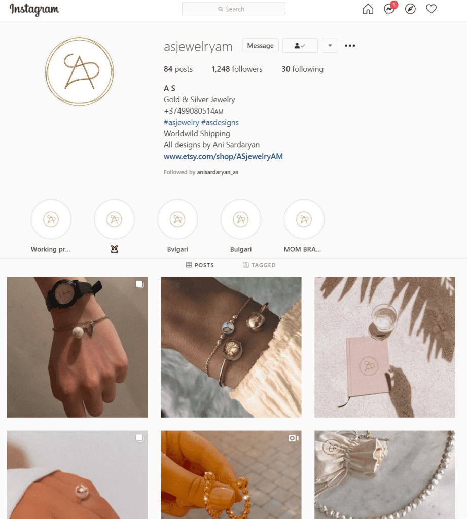 AS jewelry Instagram